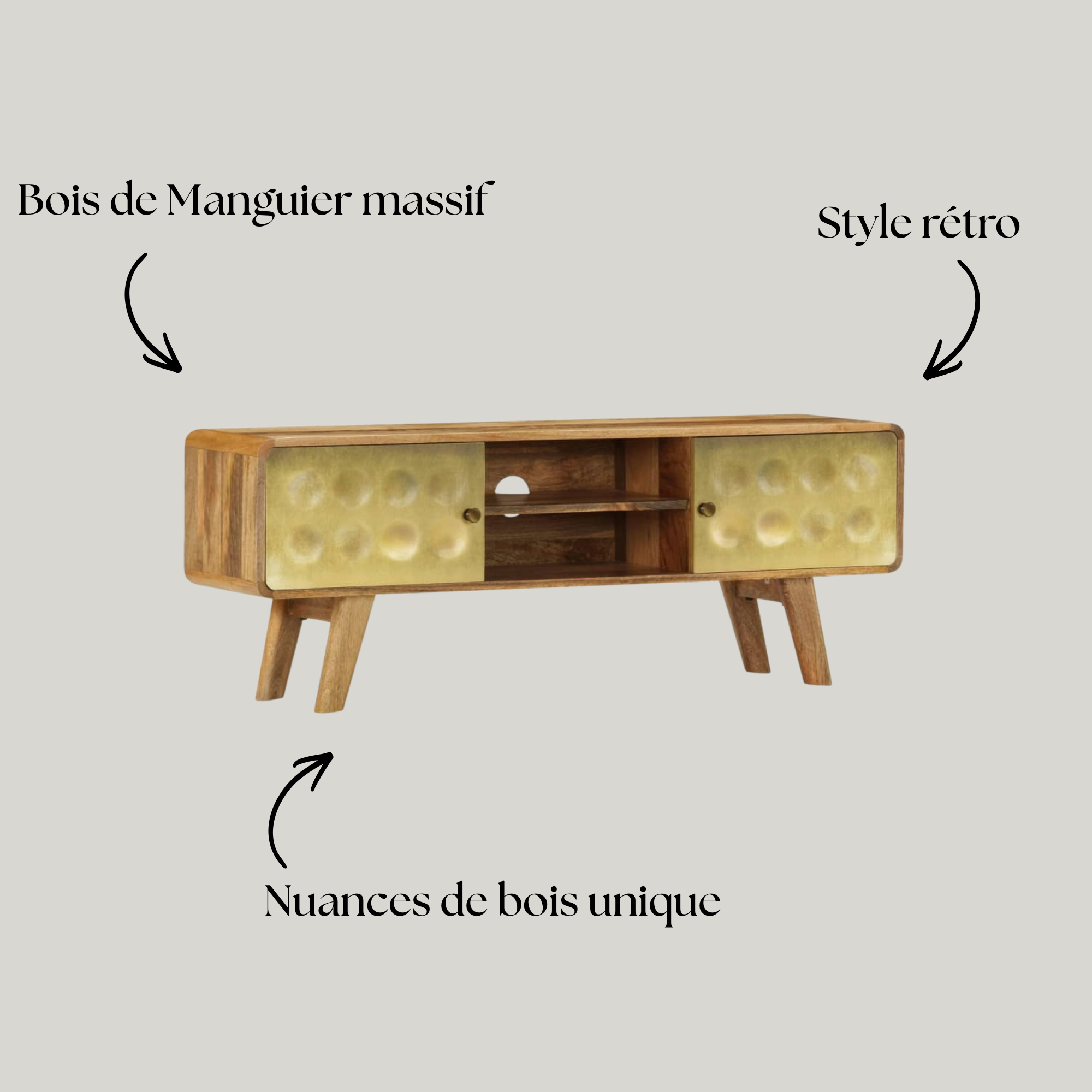 Meuble TV Bois de Manguier Rétro